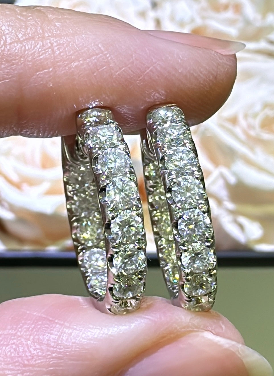 2.09ct tw Diamond Inside out Huggie Hoop Earrings