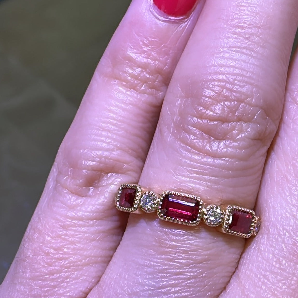 Ruby And Diamond Celebration Stackable Ring