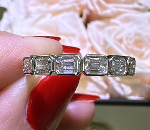 0.85ct tw Emerald Cut Diamond Bezel Set Half Eternity Band