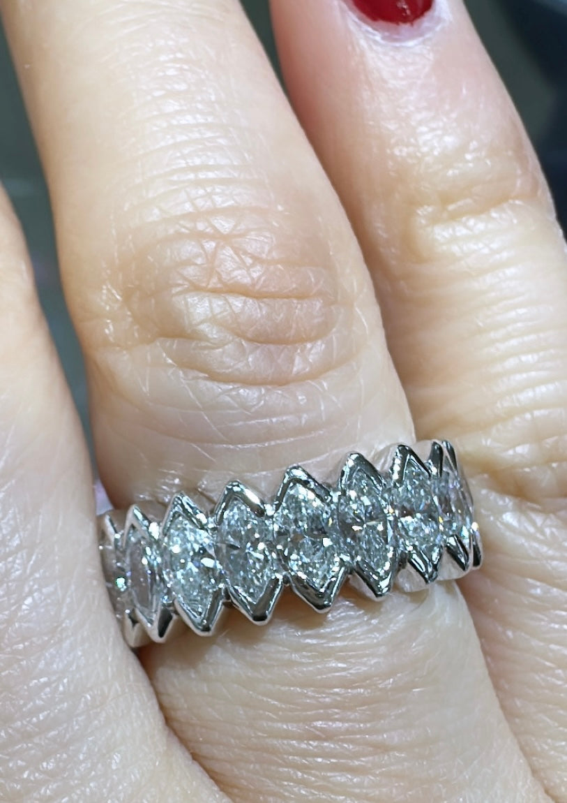 Marquise Cut Diamond Eternity Band in Platinum 2.65ctw