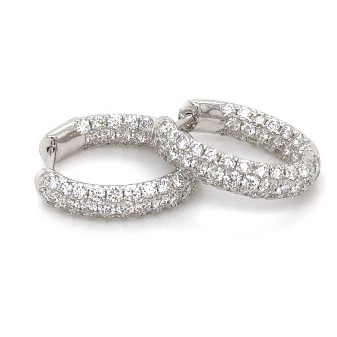 3.06ct tw Pave Diamond Huggie Hoop Earrings