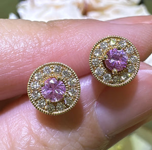 0.67ct tw Pink Sapphire & Diamond Earrings