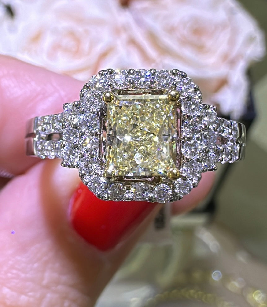 Canary Fancy Yellow 1.64ct tw Diamond Engagement Anniversary Ring