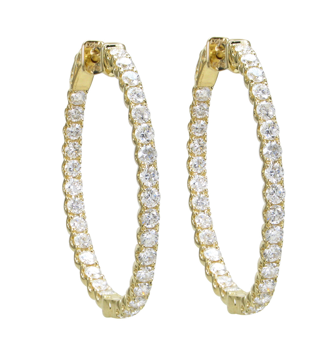 2.73ct tw Ladies Inside Out Diamond Oval Hoop Earrings