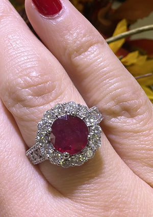 4.50ct tw Ruby And Diamond Right Hand Cocktail Ring