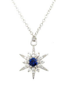 North Star Diamond Sapphire Center Pendant Necklace