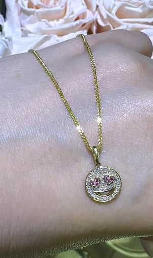 Diamond Pave Smiley Pendant Pendant Necklace