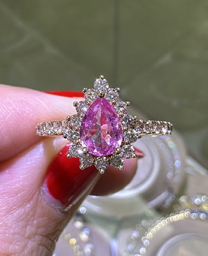 0.84ct tw Pear-shape Pink Sapphire & Diamond Ring