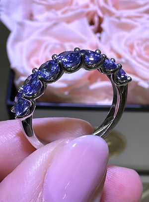 Tanzanite 1.49ct tw Round Brilliant-cut Halfway Eternity Ring