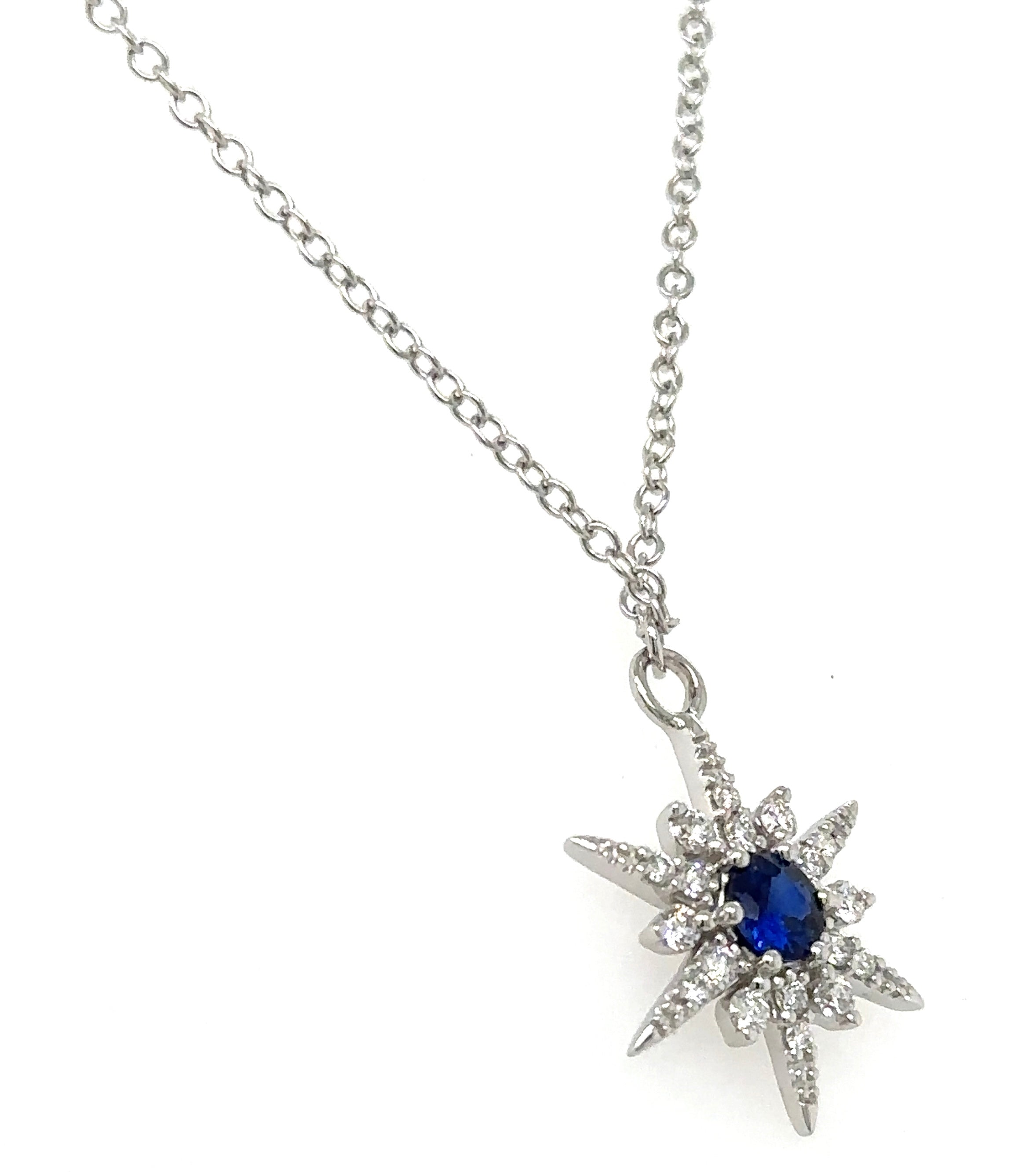 North Star Diamond Sapphire Center Pendant Necklace