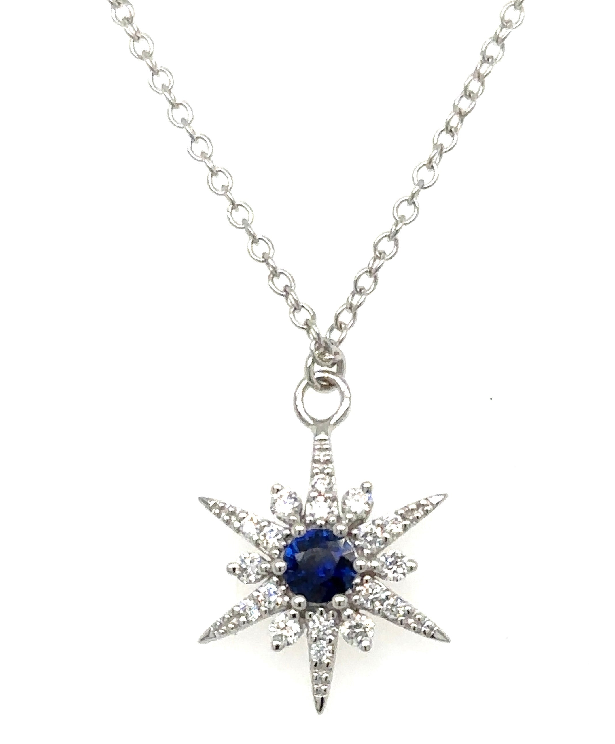 North Star Diamond Sapphire Center Pendant Necklace