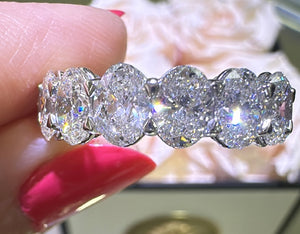 7.27carat GIA Certified Platinum Oval Shape Eternity Band Ring