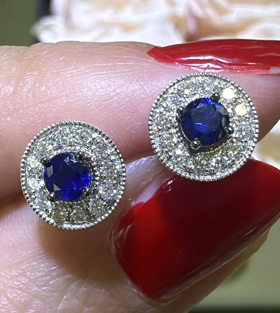 0.67ct tw Sapphire & Diamond Earrings