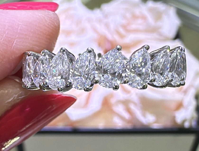 5.25ct tw Pear-Cut Single Prong Eternity Band Diamond Ring