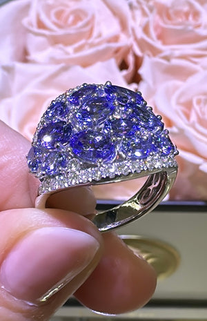 4.62ct tw Oval Cut Tanzanite & Diamond Cocktail Ring