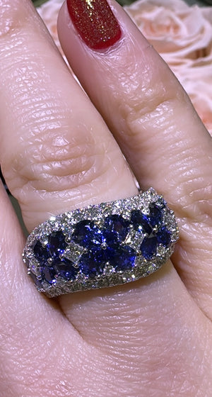 3.91carat Ladies Diamond and Blue Sapphire Ring