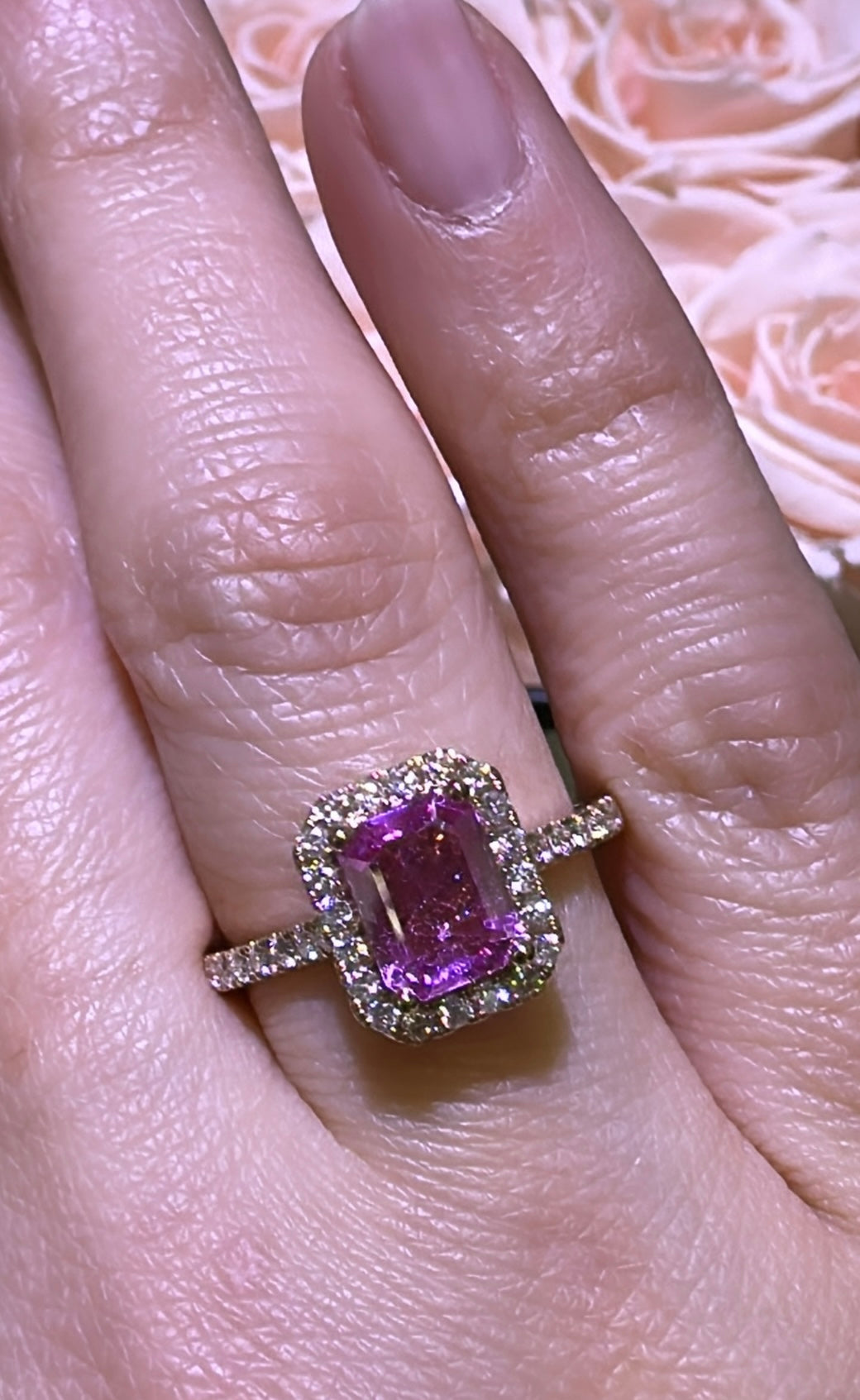 Pink Sapphire 1.46carat and Diamond Right Hand Ring