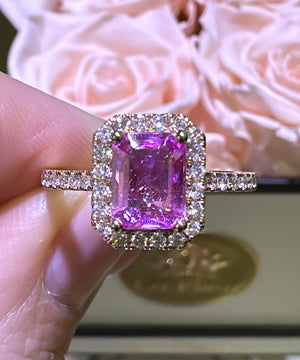 Pink Sapphire 1.46carat and Diamond Right Hand Ring