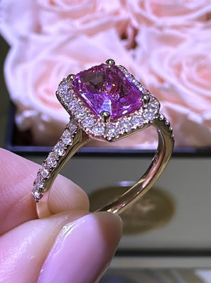 Pink Sapphire 1.46carat and Diamond Right Hand Ring