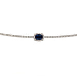 2.50carat Choker with Cushion Cut Blue Sapphire Center Tennis Necklace