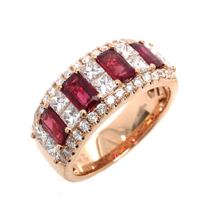 2.44carat Ruby Baguette-cut and White Diamond Ring