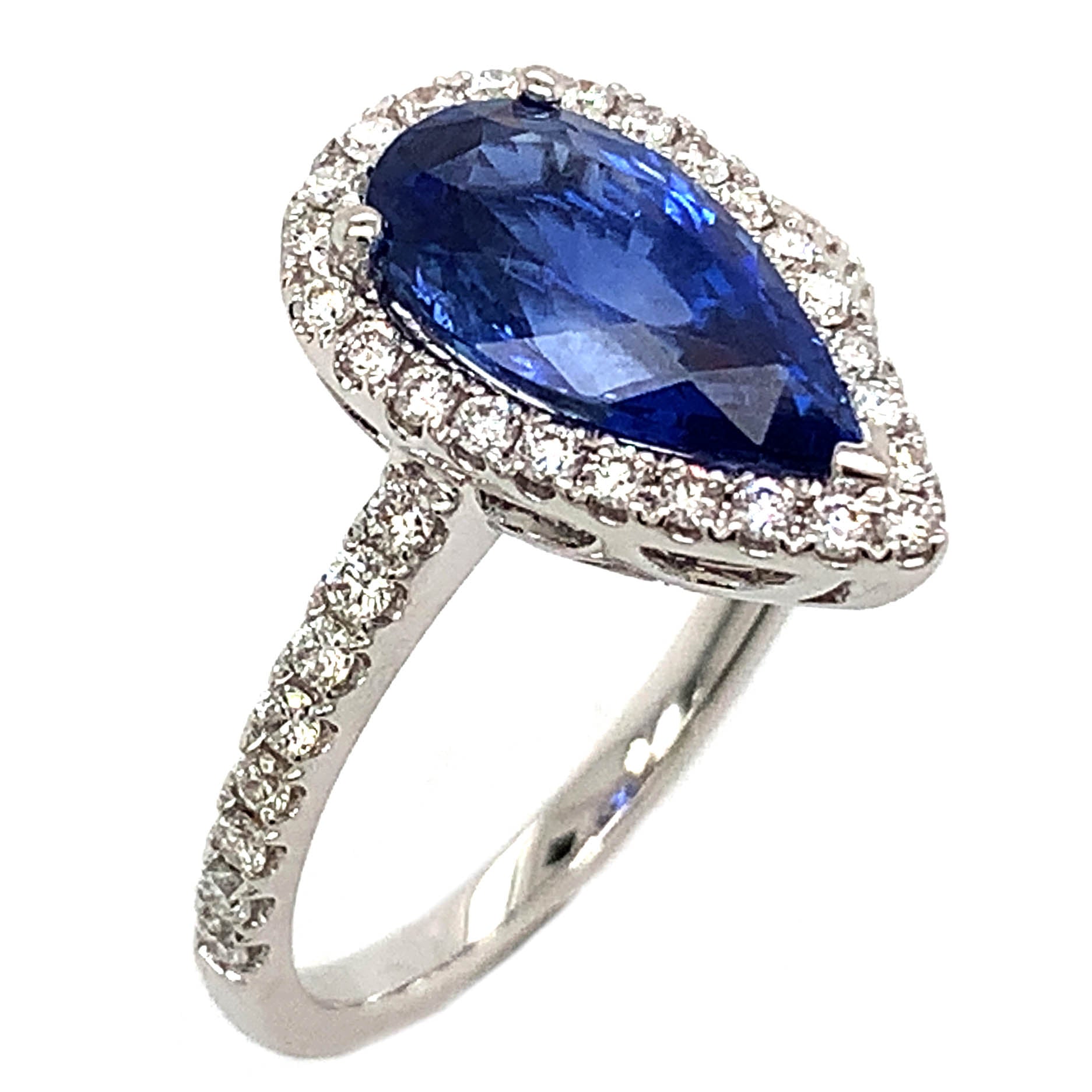 2.76ct tw Diamond Pear Shape Sapphire Ring