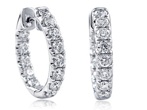 2.09ct tw Diamond Inside out Huggie Hoop Earrings