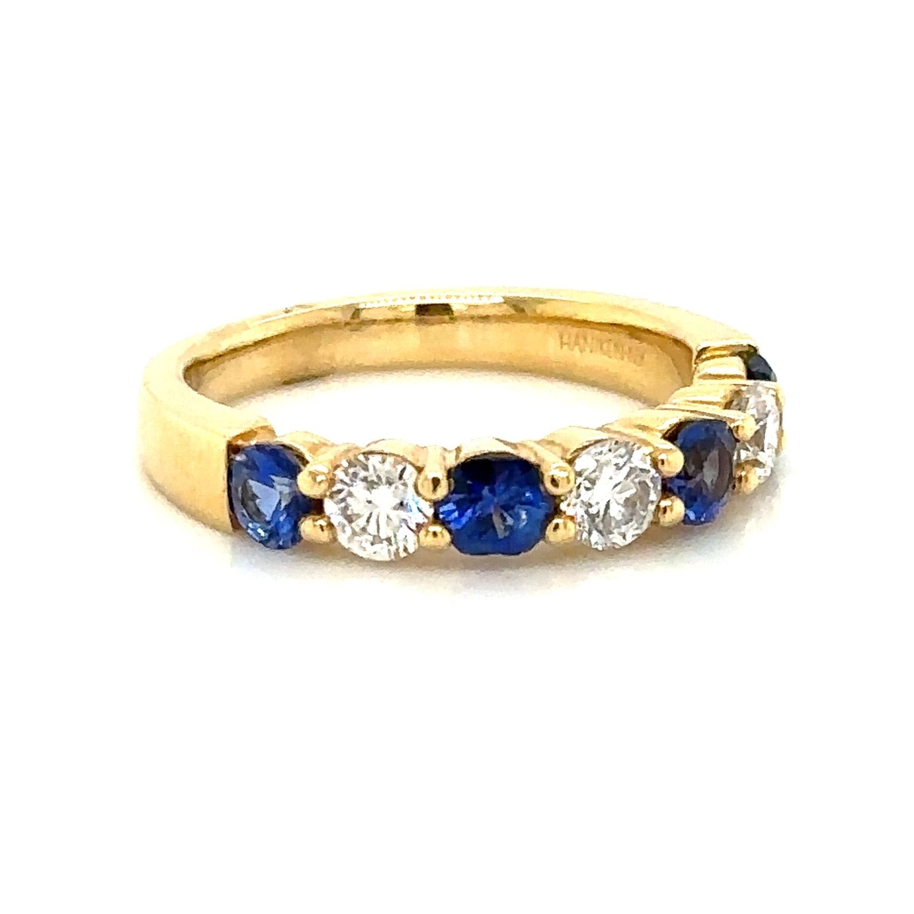 Blue Sapphire & Diamond Alternating Ring