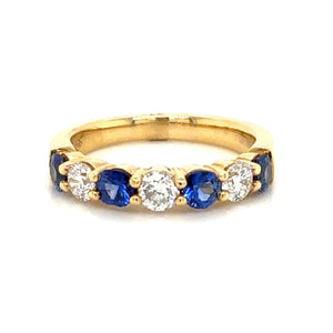 Blue Sapphire & Diamond Alternating Ring