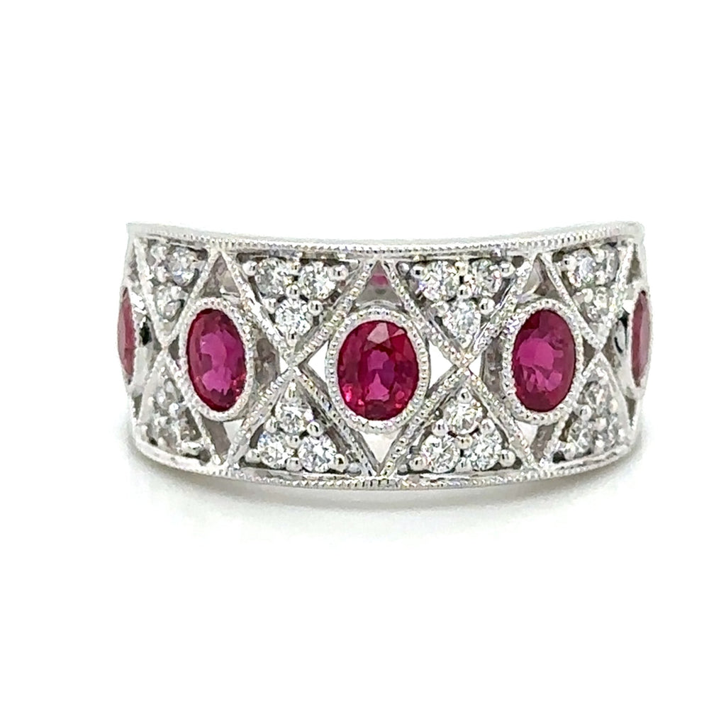 Diamond And Ruby Right Hand Cocktail Ring