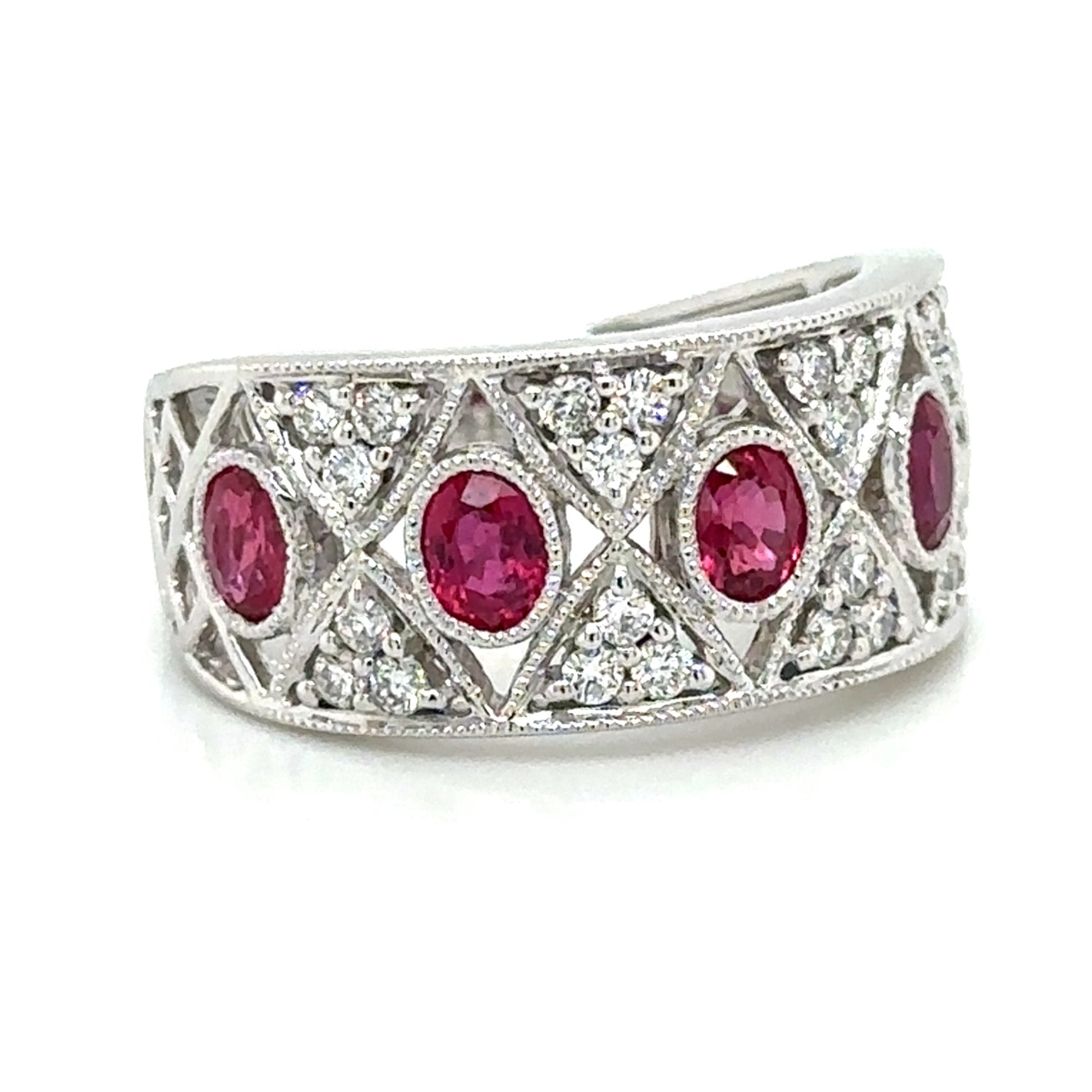 Diamond And Ruby Right Hand Cocktail Ring