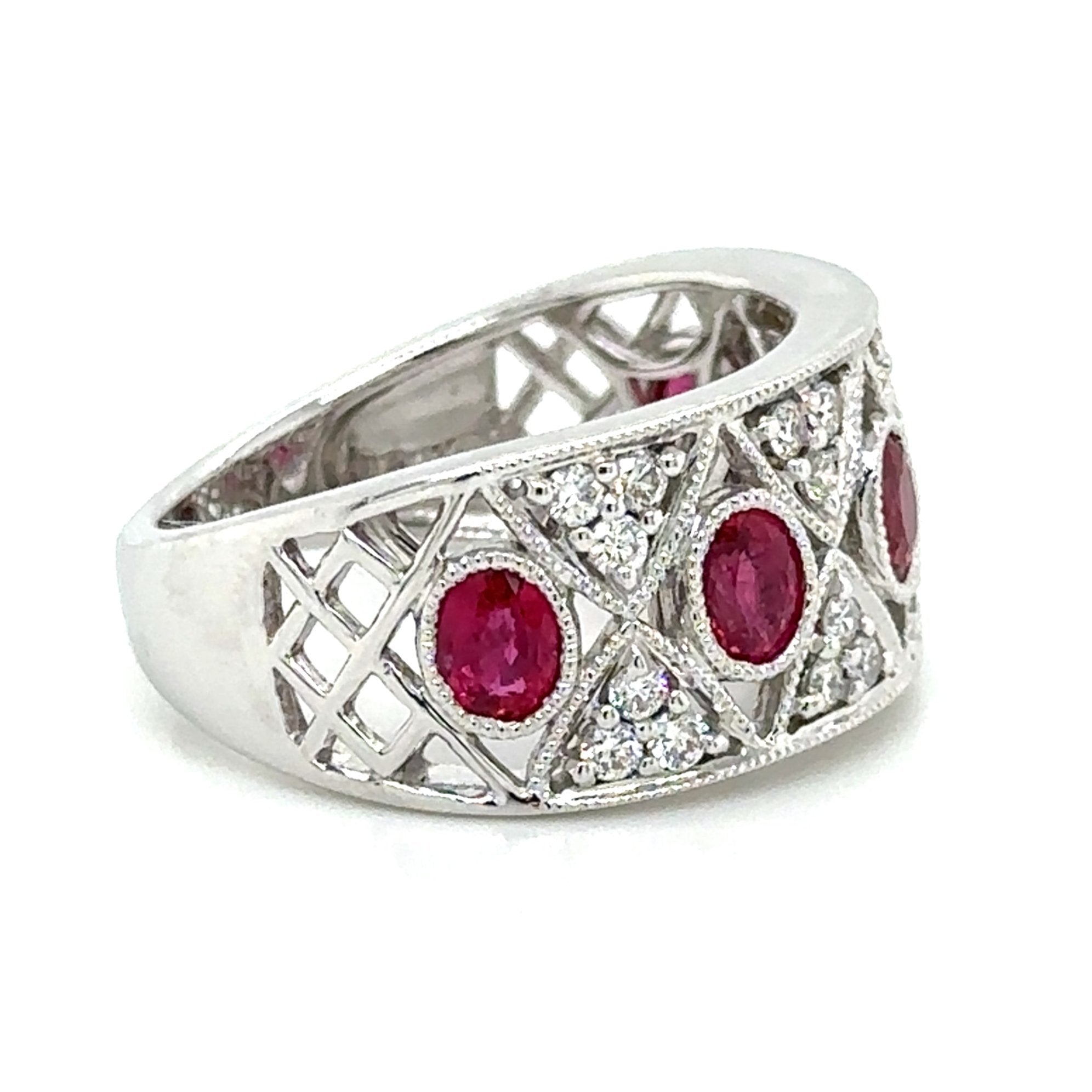 Diamond And Ruby Right Hand Cocktail Ring