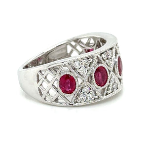 Diamond And Ruby Right Hand Cocktail Ring