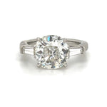 GIA Certified 4.43carat Cushion Cut 3 stone Diamond Solitaire Engagement Ring