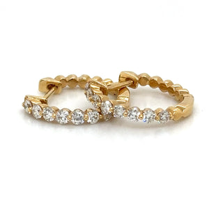 Ladies Diamond Hoop Huggie Earrings 0.55ct tw