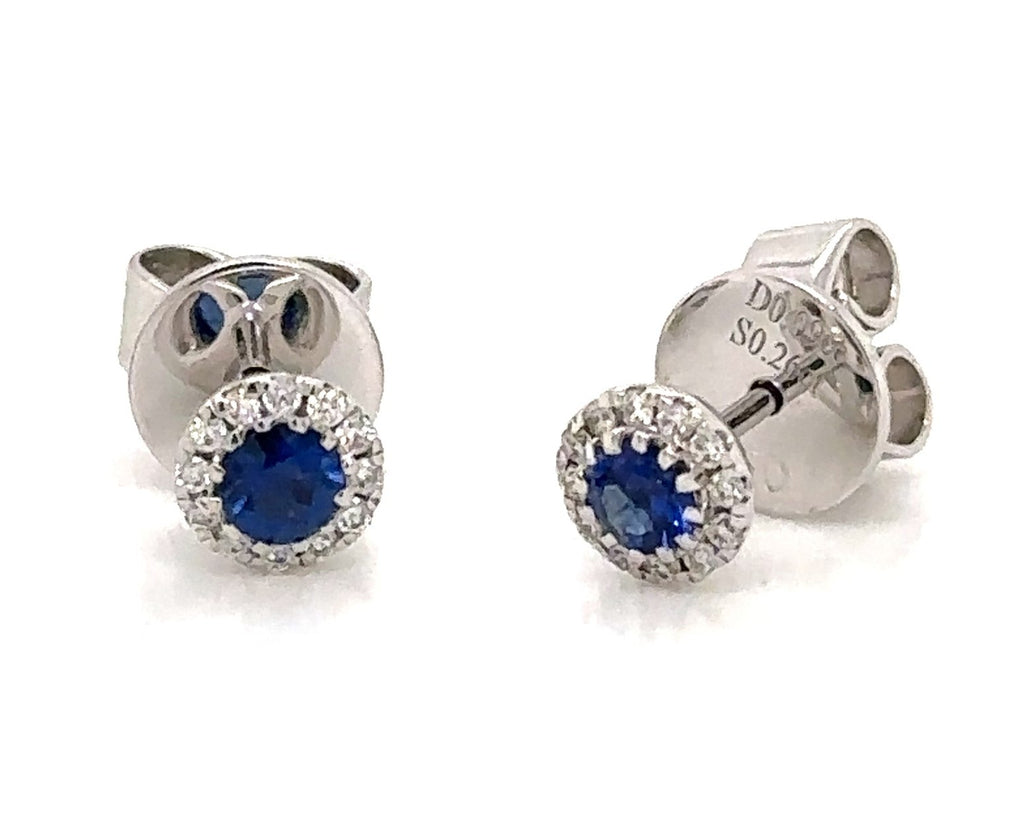 0.35ct tw Blue Sapphire Diamond Earrings