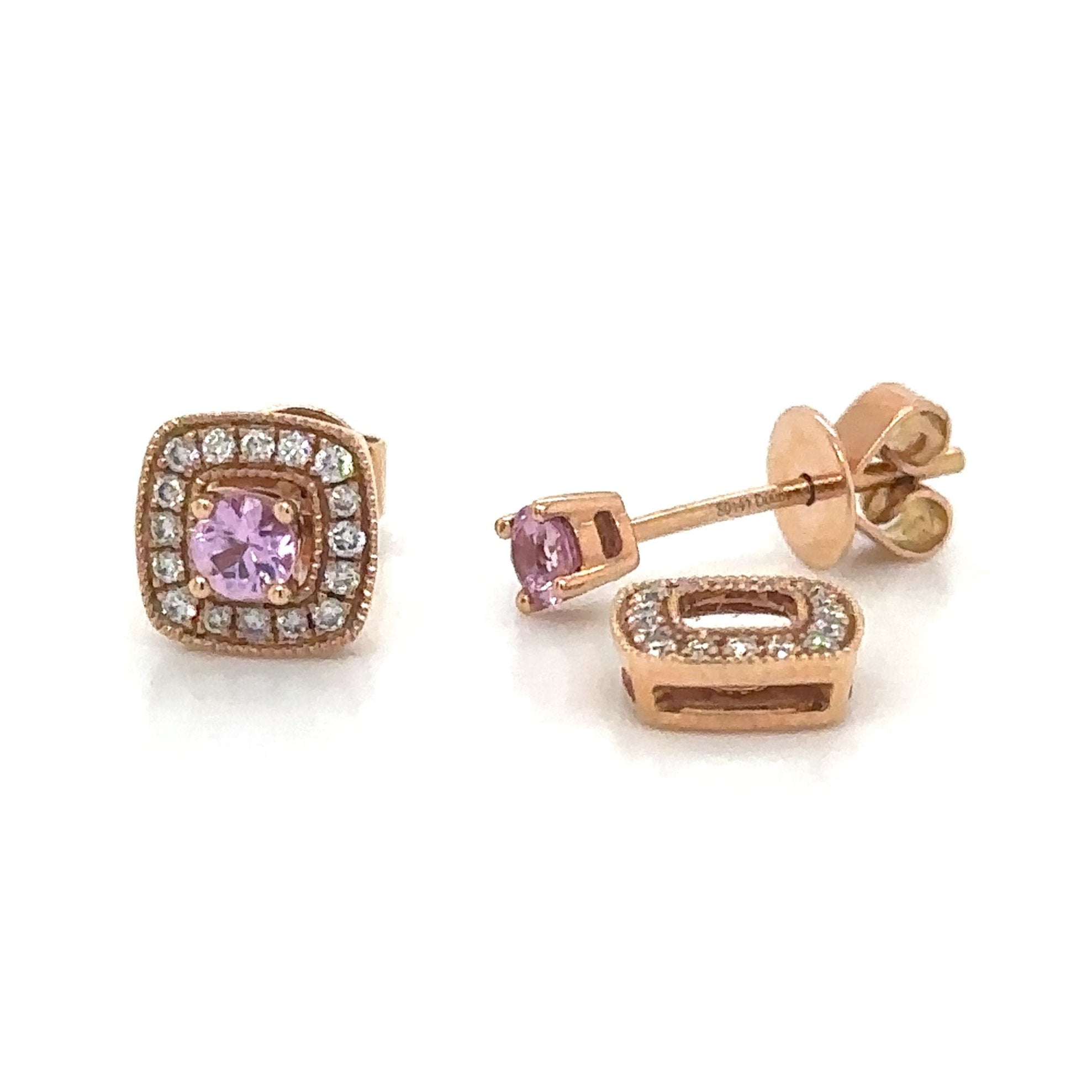 0.44ct tw Pink Sapphire & Diamond Earrings