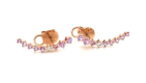 0.62ct tw Diamond and Pink Sapphire Climber Earring