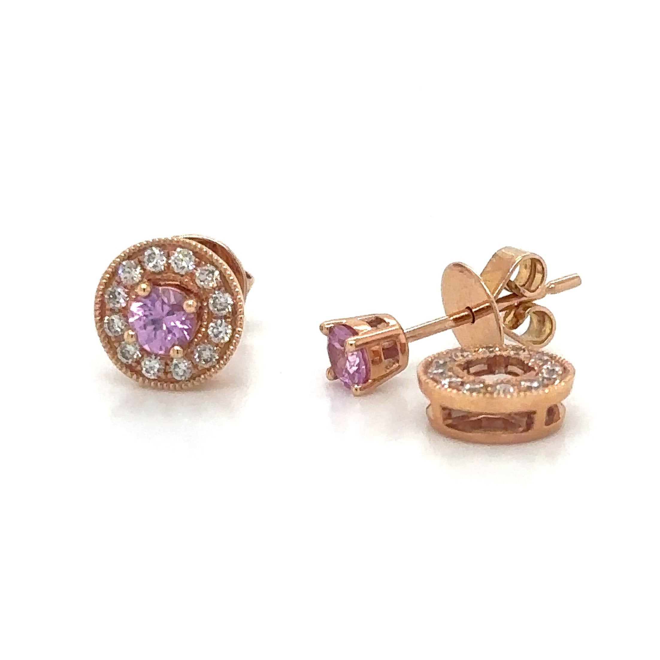 0.67ct tw Pink Sapphire & Diamond Earrings