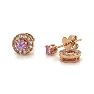 0.67ct tw Pink Sapphire & Diamond Earrings