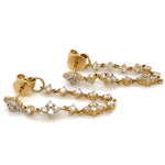 Diamond Chain Front to Back Stud Dangling Drop Fancy Earrings