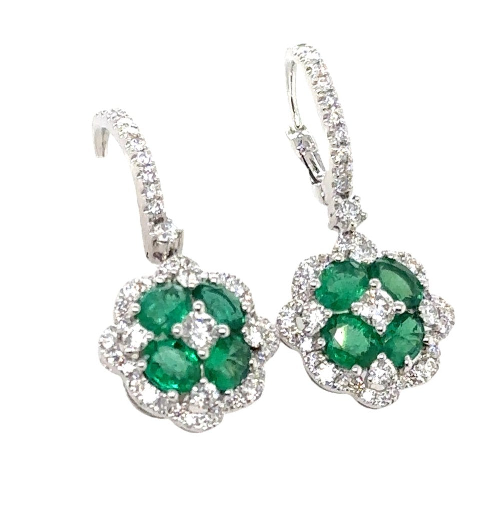 2.69ct tw Emerald and Diamond Drop Earrings