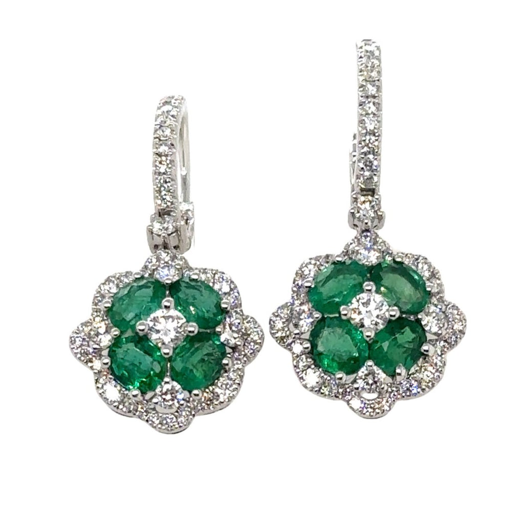 2.69ct tw Emerald and Diamond Drop Earrings