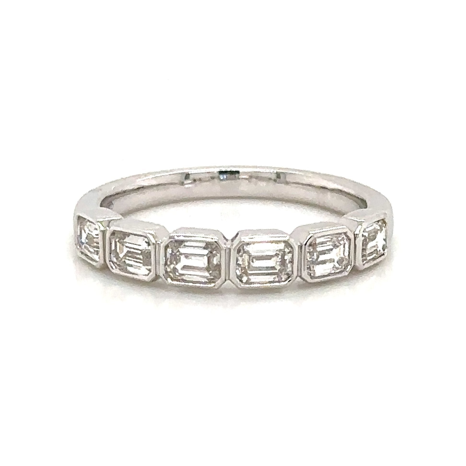 0.85ct tw Emerald Cut Diamond Bezel Set Half Eternity Band