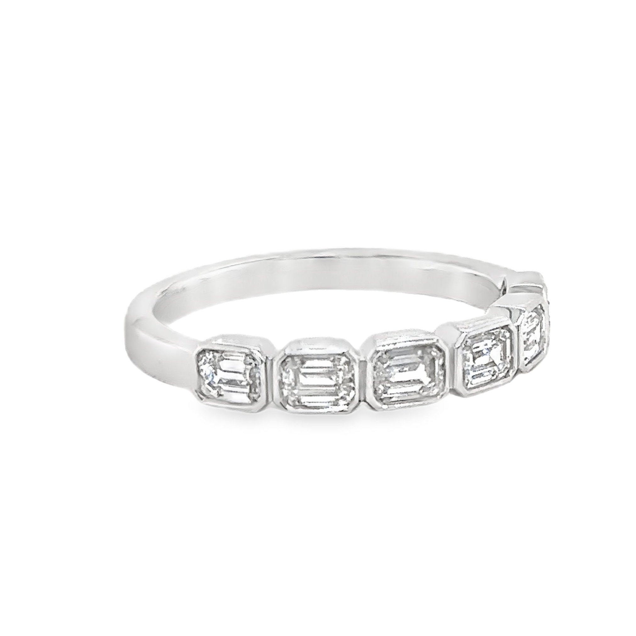 0.85ct tw Emerald Cut Diamond Bezel Set Half Eternity Band