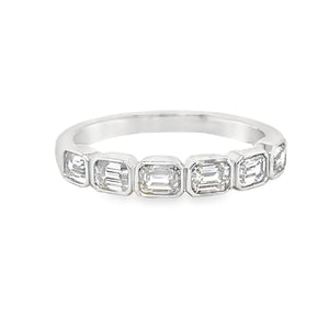 0.85ct tw Emerald Cut Diamond Bezel Set Half Eternity Band