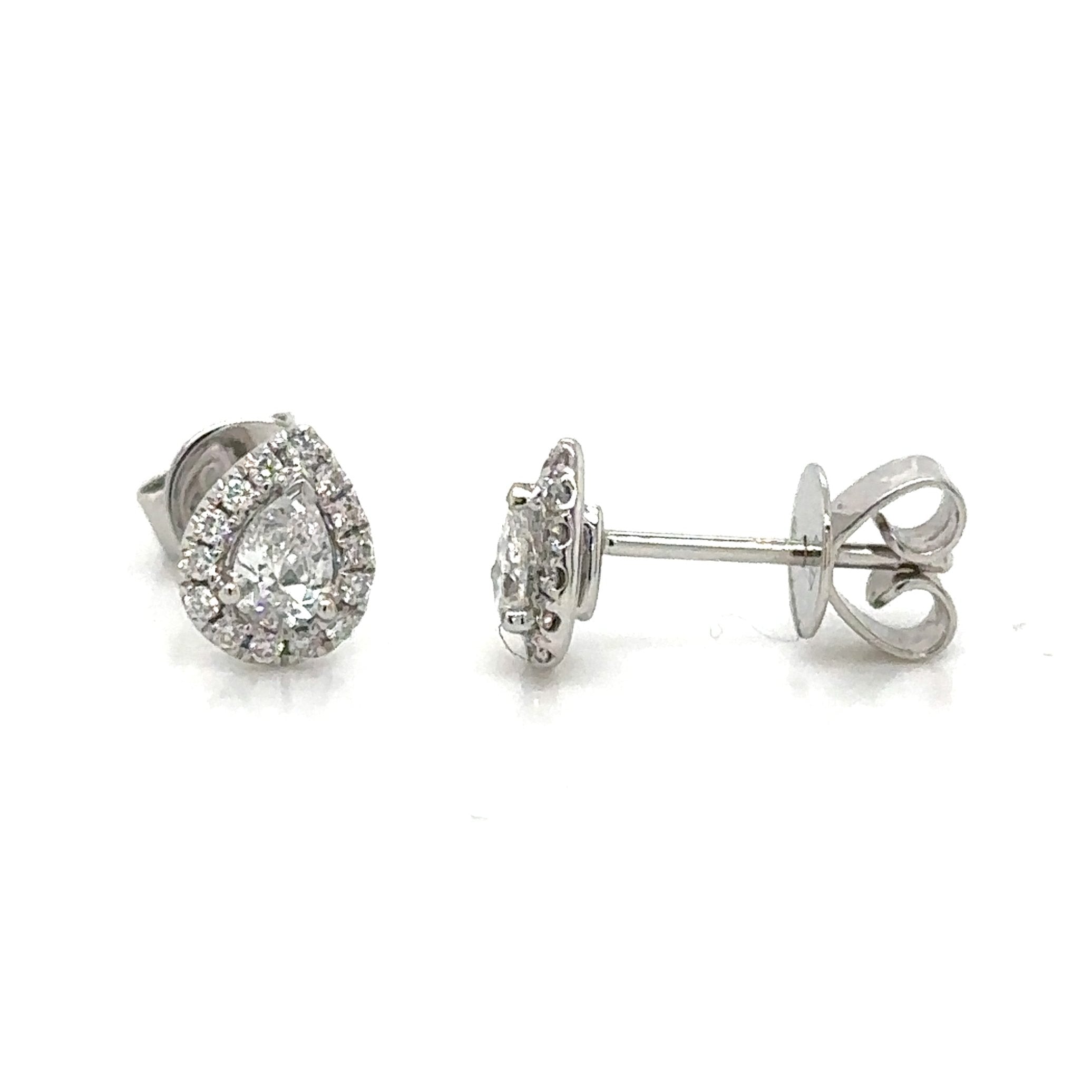 Diamond 0.43ct tw Fancy Pear Shape Center Stud Earrings with Halo