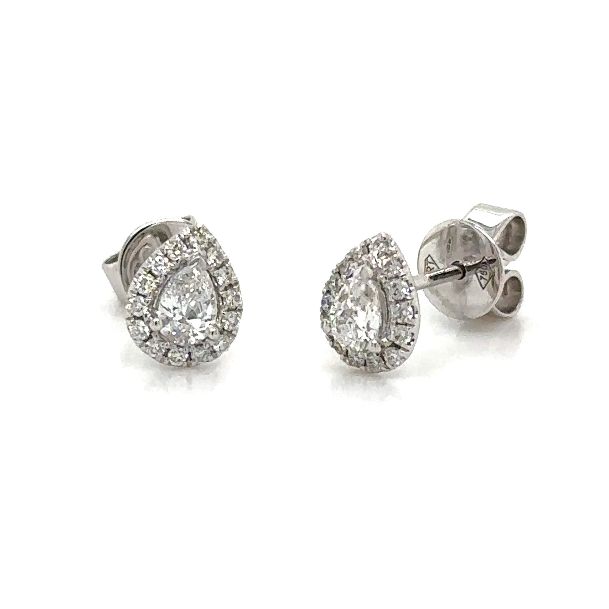 Diamond 0.43ct tw Fancy Pear Shape Center Stud Earrings with Halo