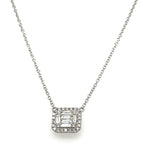 0.52ct tw Ladies Diamond Emerald Shape East West-Set Pendant with Chain Necklace