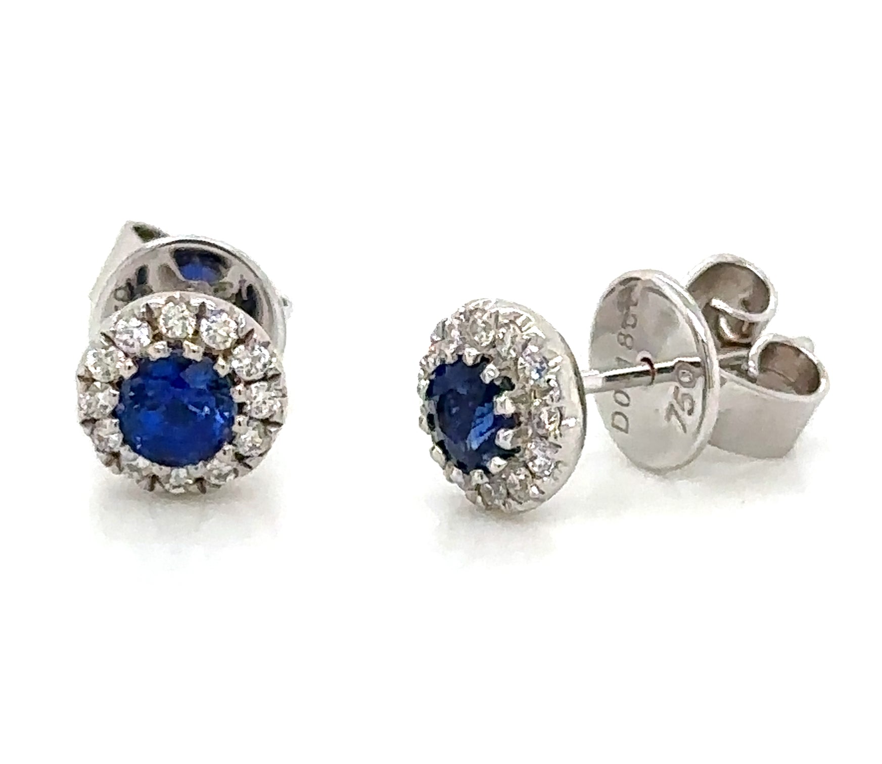 0.69ct tw Blue Sapphire Diamond Earrings